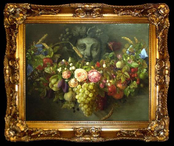 framed  Eloise Harriet Stannard Garland of Fruits and Flowers, ta009-2